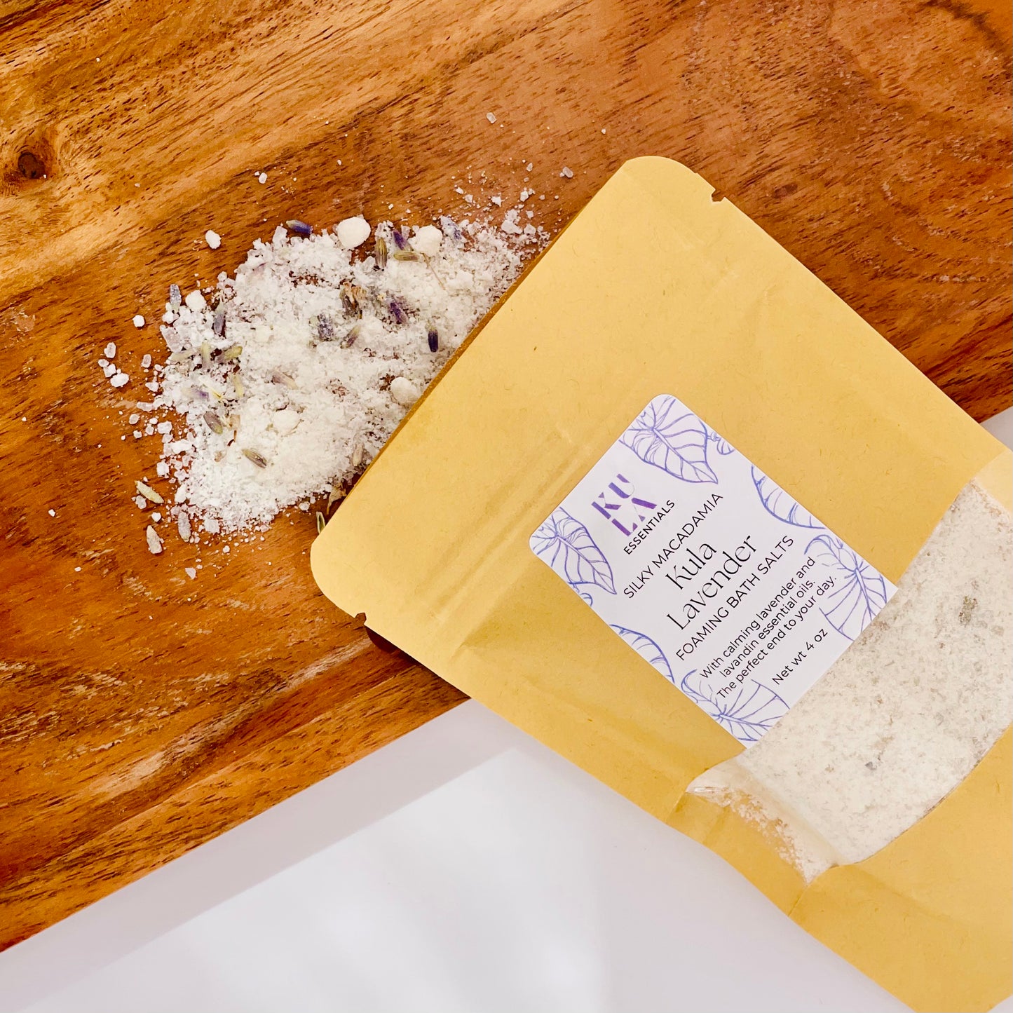 Silky Macadamia Foaming Bath Salts - Kula Lavender