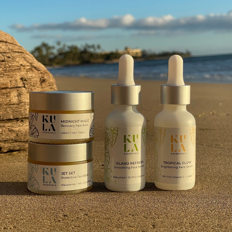 Midnight Magic, Jet Set, Island Refresh and Tropical Glow on a Hawaii beach